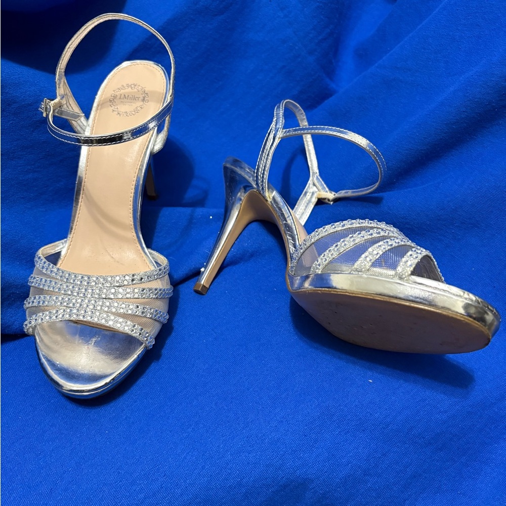 Glamorous Silver Strappy Heels